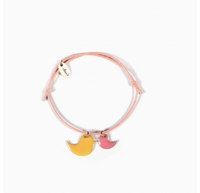 Birds bracelet saffron-strawberry - Titlee Paris