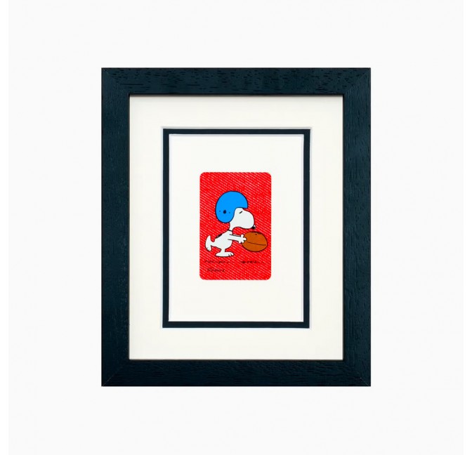 Snoopy playing rugby vintage framed playing card