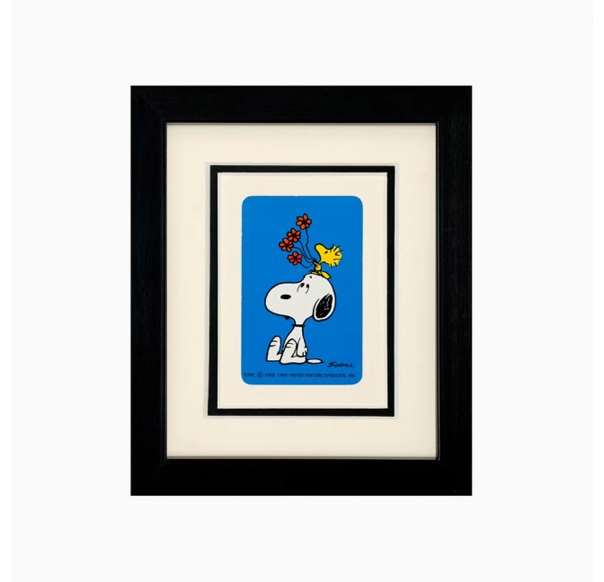 Snoopy & Woodstock vintage framed playing card