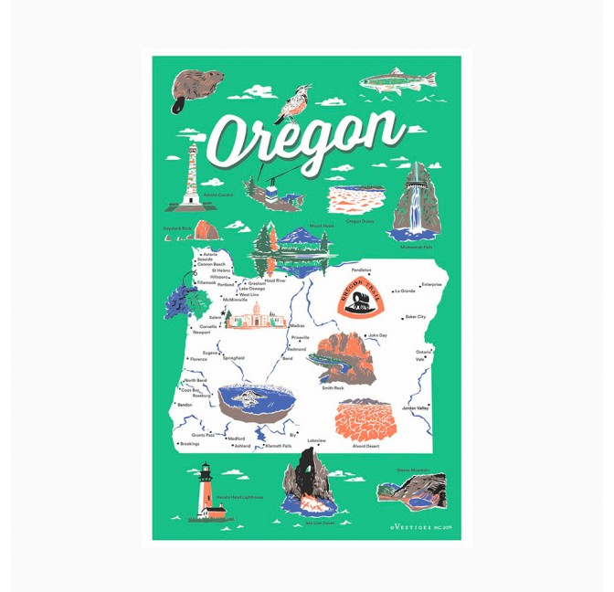 Oregon tea towel - Vestiges at Titlee Paris