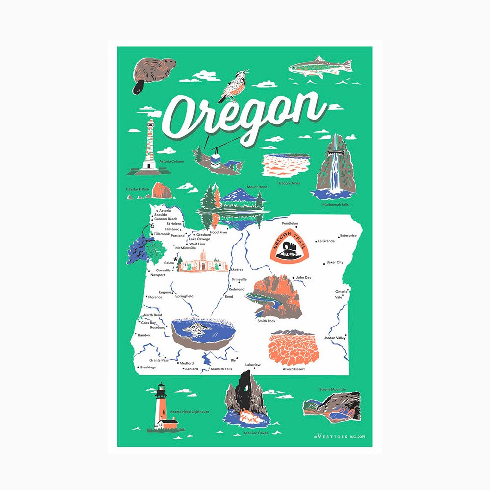 Oregon tea towel - Vestiges at Titlee Paris