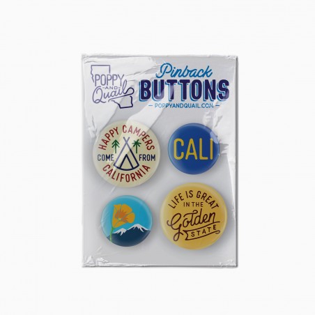 California pinback buttons - Poppy & Quail at Titlee's