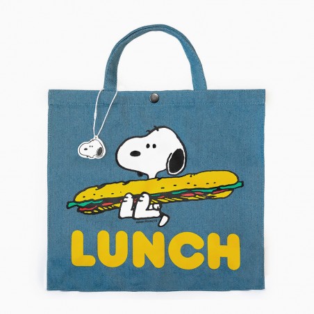 Sac shopping Snoopy Lunch en jean sérigraphié - Three Potato Four en exclusivité chez Titlee Paris