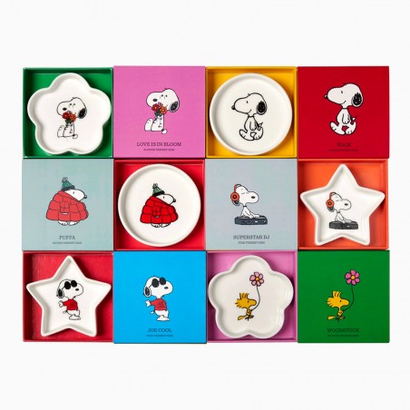 Round shaped ceramic shaped dish/tray Snoopy Walking