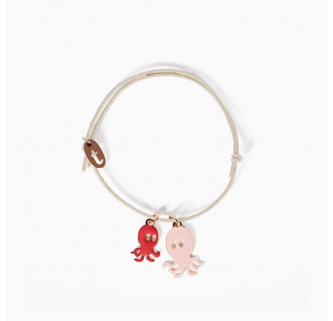 Octopus bracelet peach-cherry - Titlee Paris