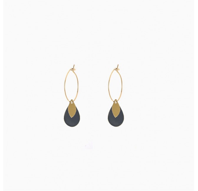 Tear hoops slate grey - Titlee Paris