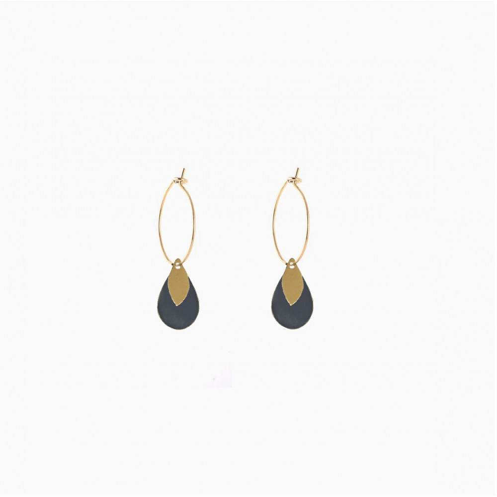 Tear hoops slate grey - Titlee Paris