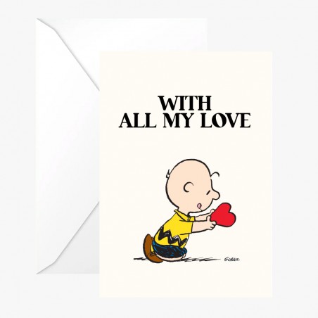Carte double Snoopy "With all my love" avec enveloppe