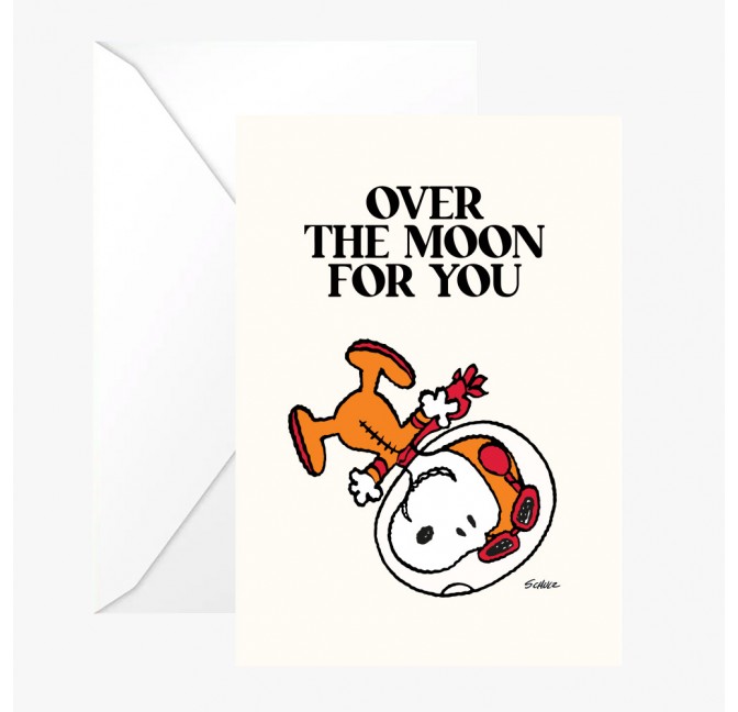 Carte double Snoopy "Over the moon" avec enveloppe