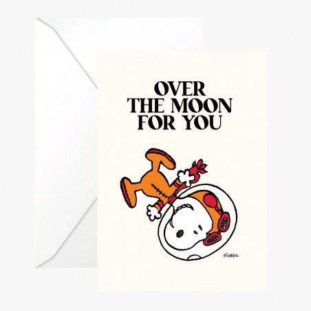 Carte double Snoopy "Over the moon" avec enveloppe