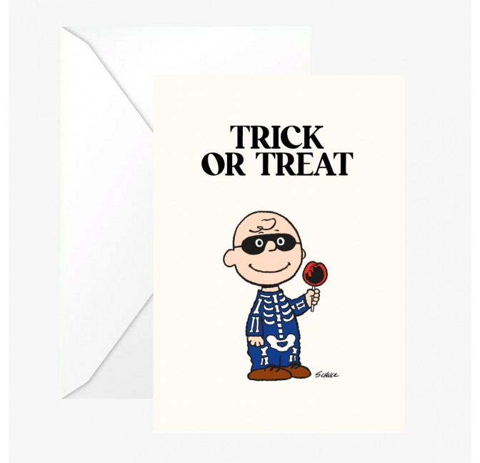 Carte double Snoopy "Trick or Treat Charlie" avec enveloppe