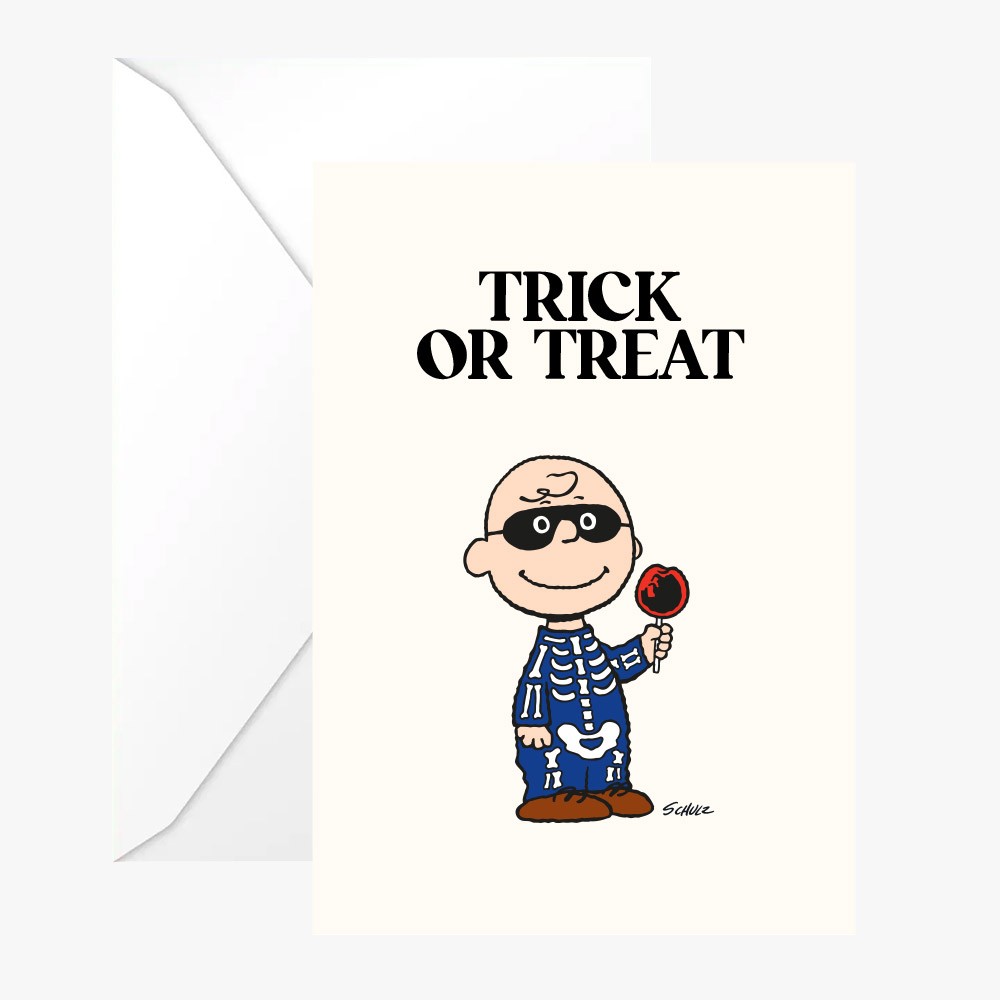 Carte double Snoopy "Trick or Treat Charlie" avec enveloppe