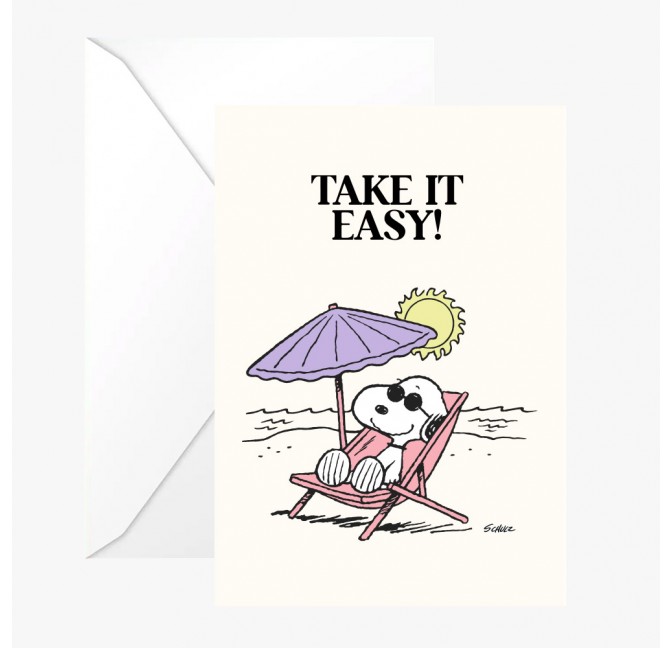 Double postcard Snoopy "Take it easy!" with envelope - Peanuts x Titlee