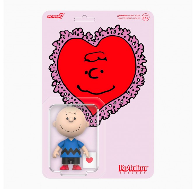 Figurine ReAction Charlie Brown Saint-Valentin – Édition Limitée Super7