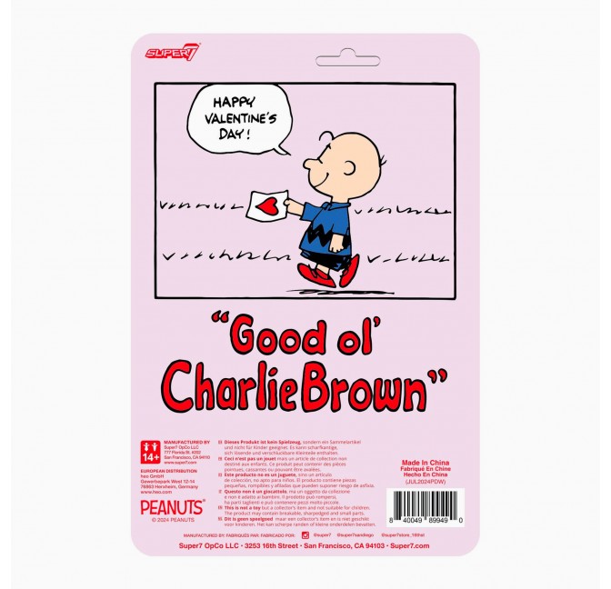 Figurine ReAction Charlie Brown Saint-Valentin – Édition Limitée Super7