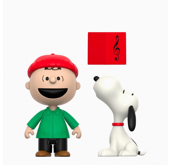 Super7 ReAction Charlie Brown and Snoopy (Caroling) – Christmas Collector Figure