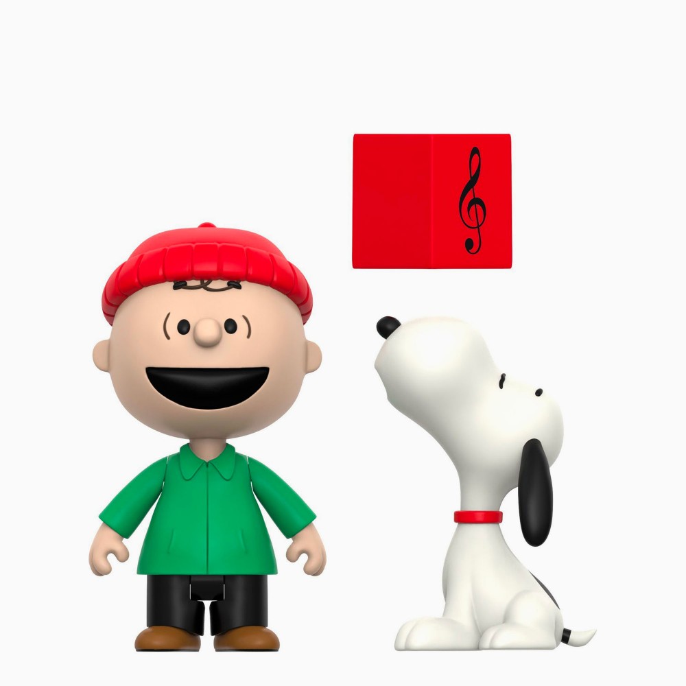 Super7 ReAction Charlie Brown and Snoopy (Caroling) – Christmas Collector Figure
