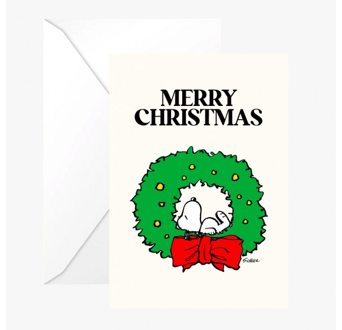 Double greeting card Snoopy "Merry Christmas" with envelope