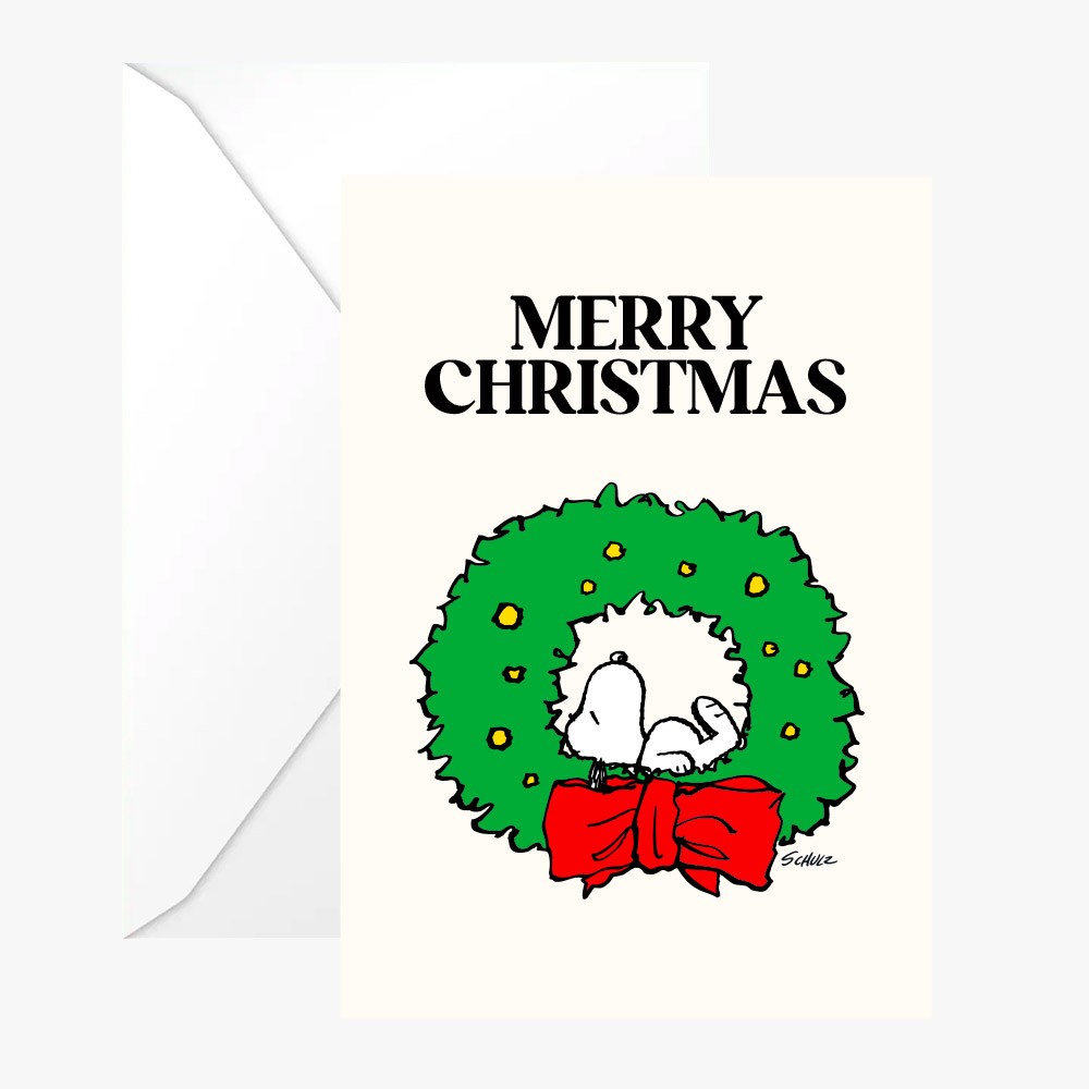 Double greeting card Snoopy "Merry Christmas" with envelope