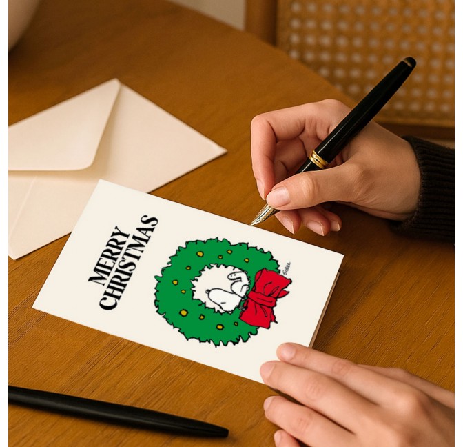 Double greeting card Snoopy "Merry Christmas" with envelope