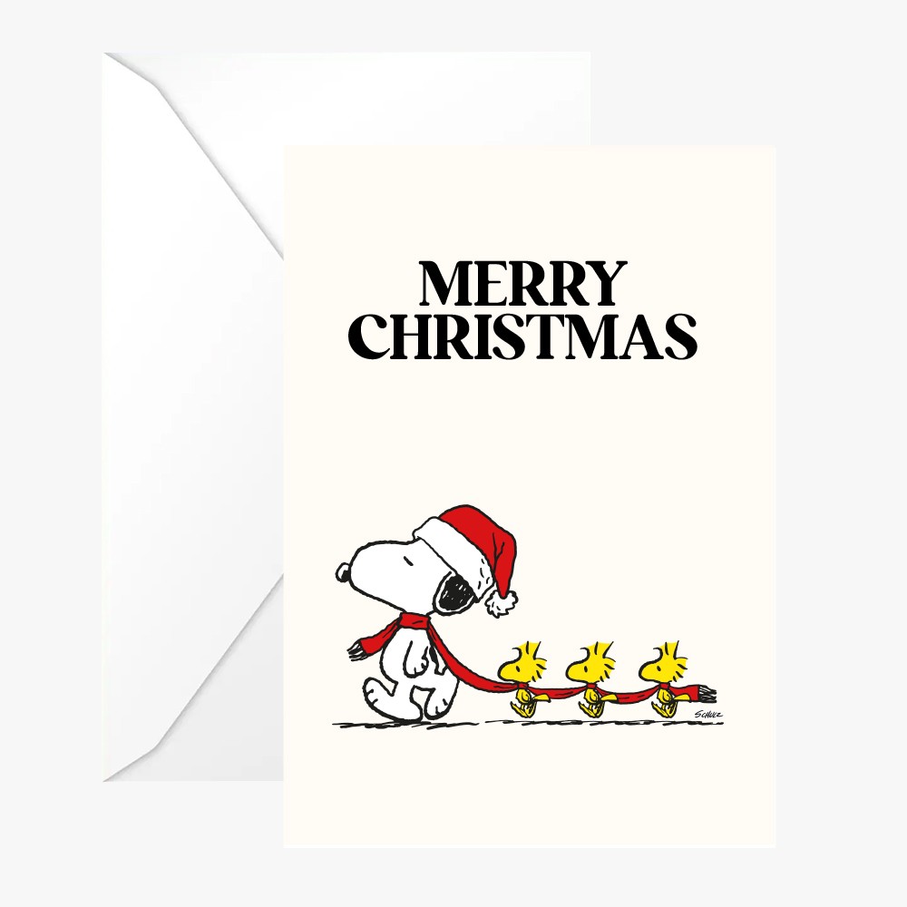 Carte double Snoopy & Woodstock "Merry Christmas" avec enveloppe - Peanuts x Titlee