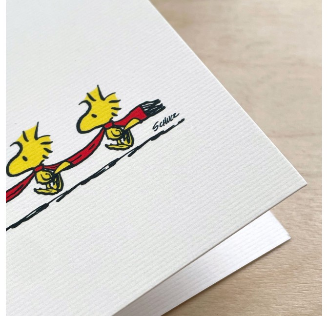 Double greeting card Snoopy & Woodstock "Merry Christmas" with envelope