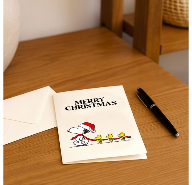 Carte double Snoopy & Woodstock "Merry Christmas" avec enveloppe - Peanuts x Titlee