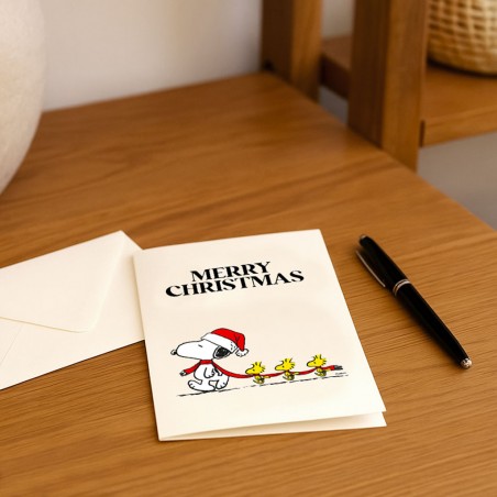 Carte double Snoopy & Woodstock "Merry Christmas" avec enveloppe - Peanuts x Titlee