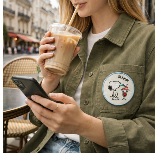 Écusson thermocollant Snoopy Slurp - 7,5 cm - Peanuts x Titlee