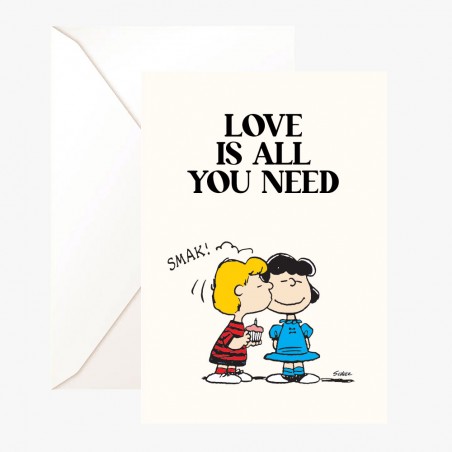 Folded postcard Snoopy "Love is all you need" with envelope - Peanuts x Titlee Paris