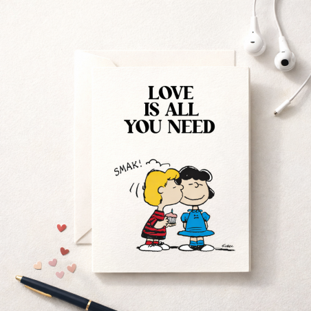 Folded postcard Snoopy "Love is all you need" with envelope - Peanuts x Titlee Paris