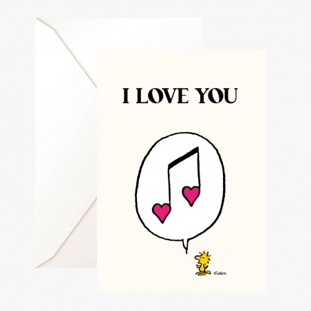 Folded postcard Snoopy "I love you" with envelope