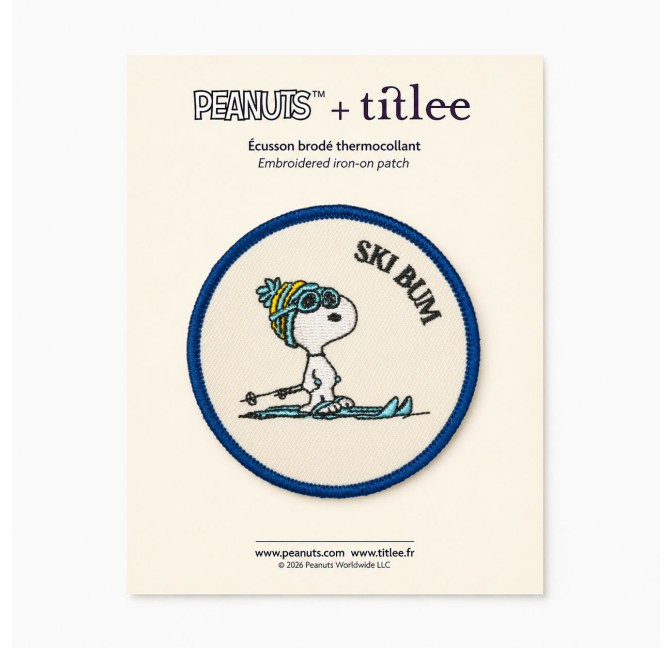 Écusson thermocollant Snoopy Ski Bum 7,5 cm - Peanuts x Titlee