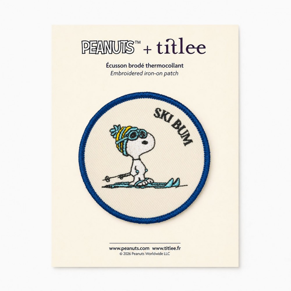 Écusson thermocollant Snoopy Ski Bum 7,5 cm - Peanuts x Titlee