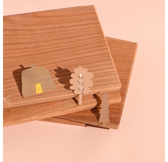 Cottage and Trees lapel pins - Titlee Paris x Donna Wilson