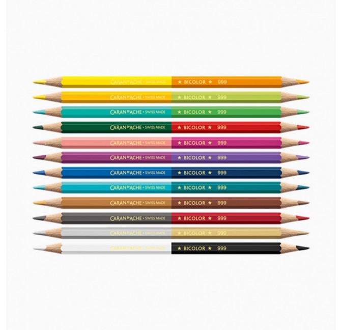 Box of 12 two-colour, water-soluble pencils by Caran d'Ache