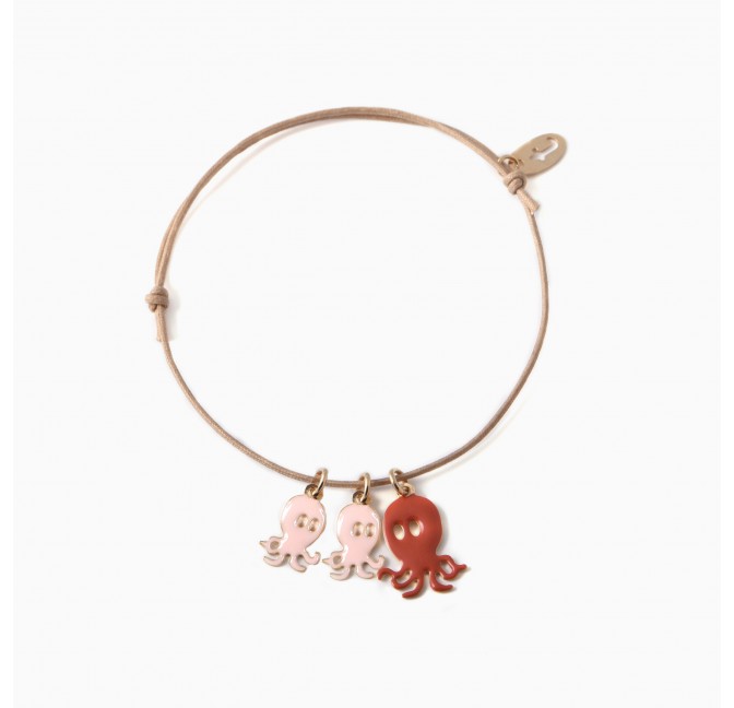 Bracelet Octopus - lien noisette - Rose poudré/Brique - Titlee Paris