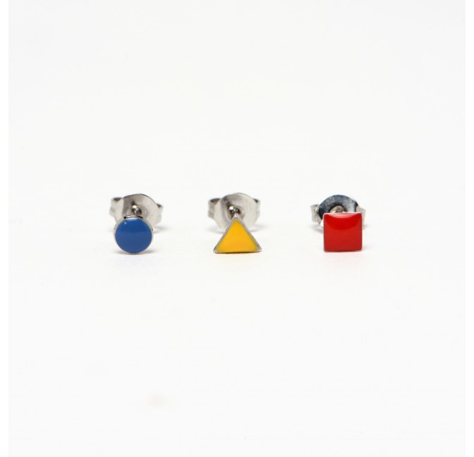 Set of 3 coloured earrings Bauhaus - Titlee Paris x Cinqpoints