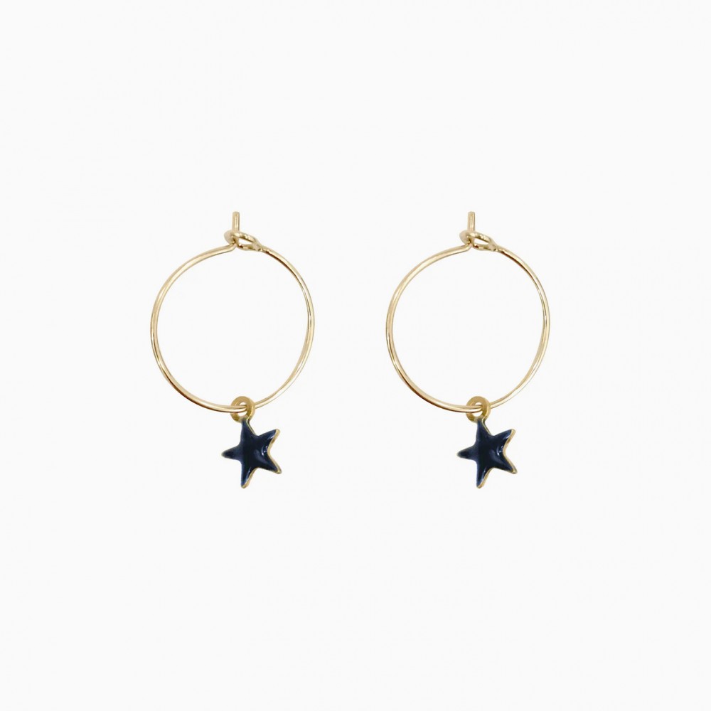 Créoles Star et boucles Chelsea marine - Titlee Paris