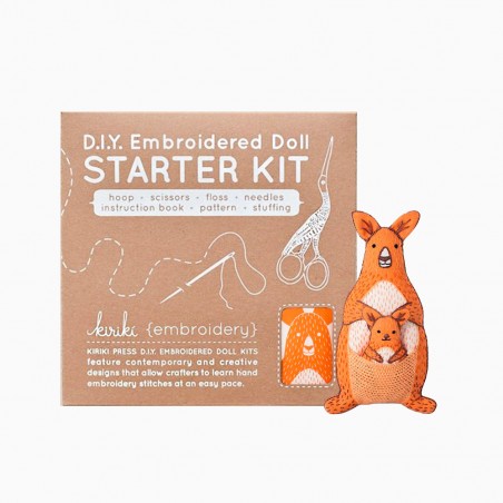 DIY embroidered doll starter kit Kangaroo - Kiriki Press