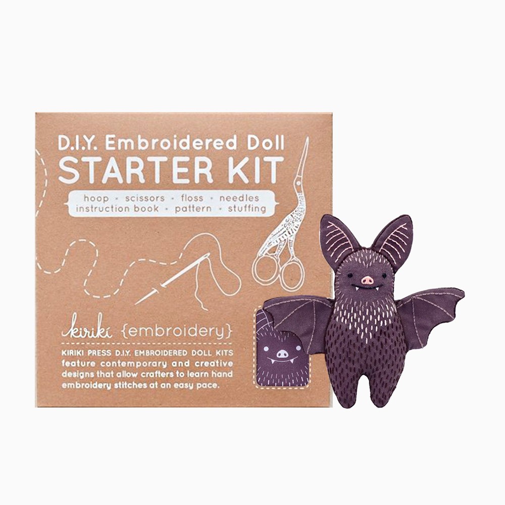 Bat DIY embroidered doll starter kit - Kiriki Press