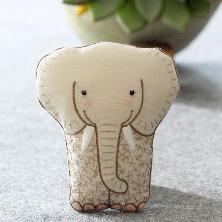 Elephant DIY embroidered doll starter kit - Kiriki Press