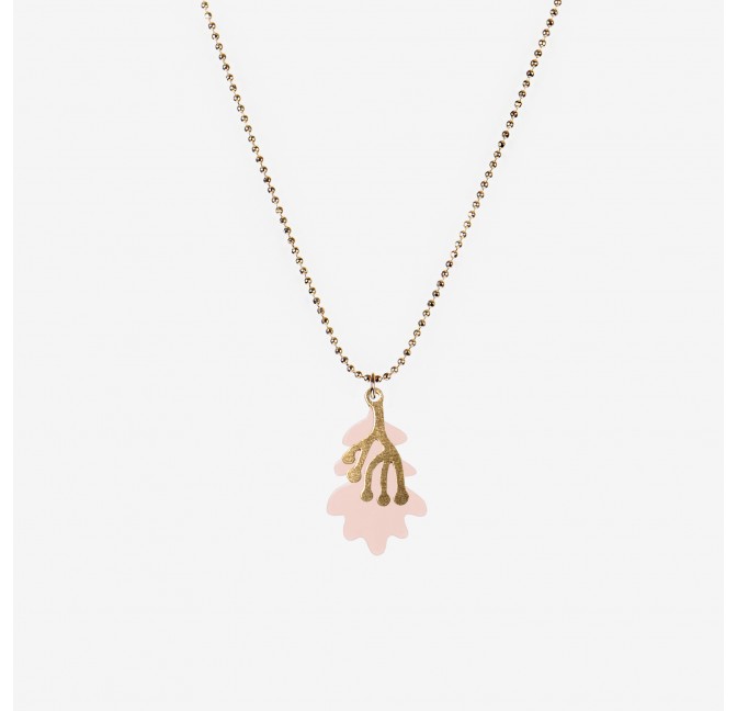 Leaves Necklace powder pink - Titlee Paris x Lucille Michieli