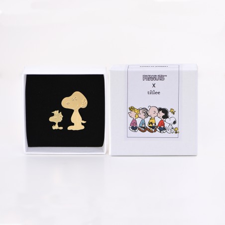 Duo de pin's Snoopy et Woodstock dorés - Titlee Paris x Peanuts
