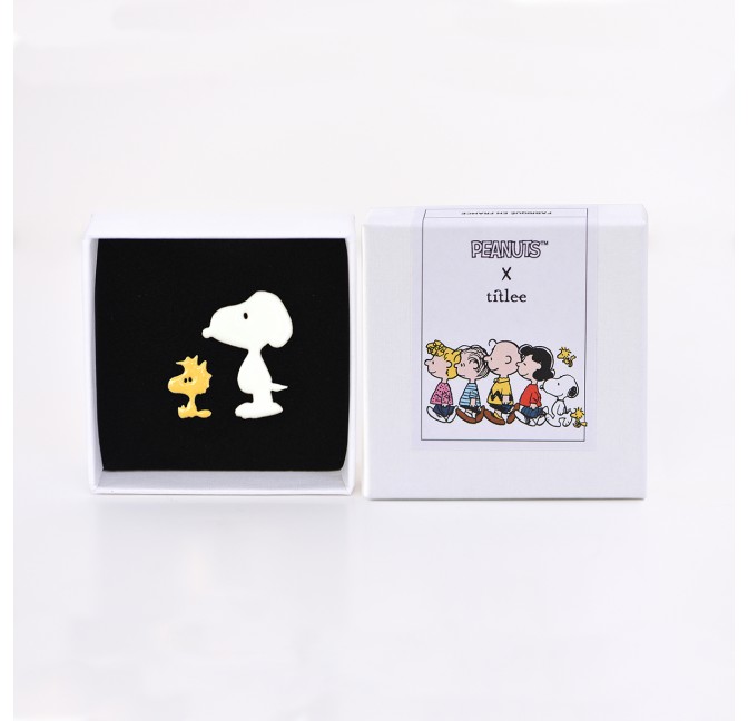 Duo de pin's Snoopy et Woodstock écru-safran - Titlee Paris x Peanuts