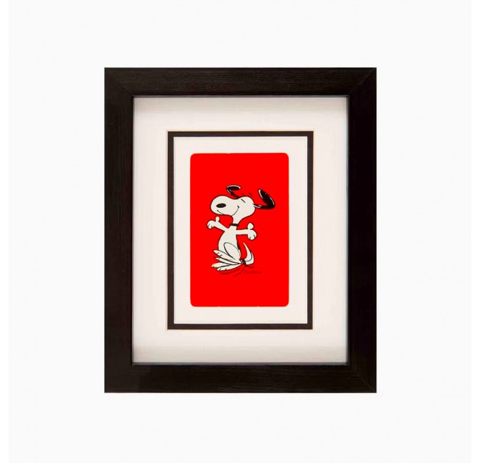 Excited Snoopy vintage framed playing card - Vintage playing cards
