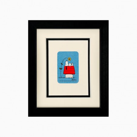 Snoopy on his house vintage framed playing card