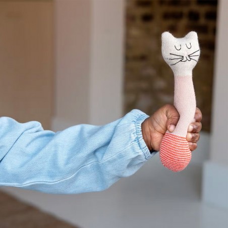 Cotton knit rattle toy cat - Sophie Home