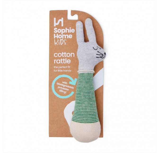 Cotton knit rattle toy rabbit - Sophie Home