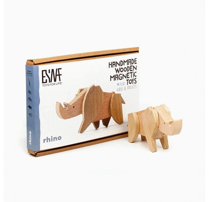 Rhinocéros aimanté en bois - Esnaf Toys